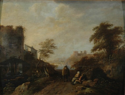 Голландский мастер XVII века.  Пейзаж (Окраина)