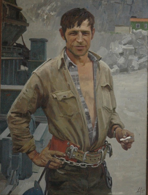 Левитин А.П. 'Портрет бригадира В.Л. Рогозы', 1975 г.