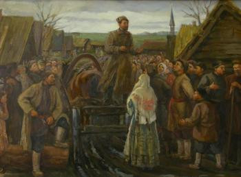 Приезд агитатора-большевика в деревню в 1917 г.