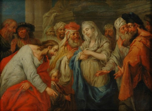 Голландский мастер XVIII века. Христос и блудница.