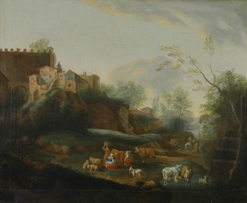 БЕРХЕМ Николас (Клас) Питерс. Пастбище у подножия горы. 1650-е (?).