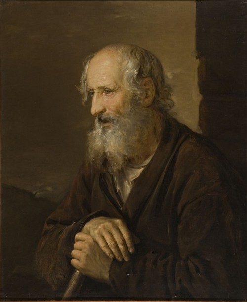 Тропинин В. А. Портрет старика, опирающегося на палку. 1843