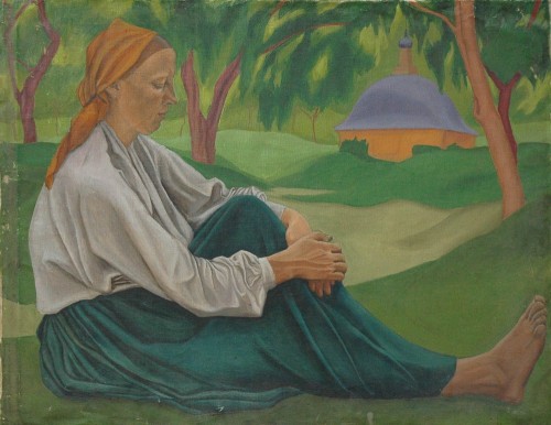 Нахман М. М. Крестьянка, сидящая на траве. (Авдотья?). 1916 (?)