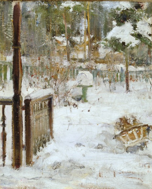 Фешин Н. И. Зимний пейзаж с санями. 1917