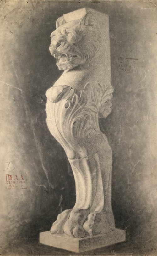 Козлов Николай Петрович. 1870 - ? Архитектурная деталь. Рисунок с гипса. 1890 