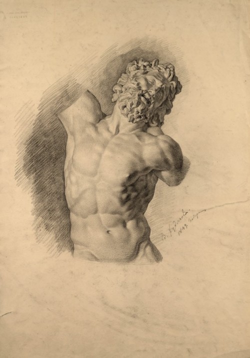 Худяков Василий Григорьевич. 1826 – 1871 Торс Лаокоона. Рисунок с гипсового слепка. 1849 
