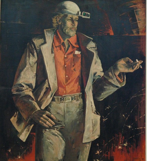 Скобеев В.Н. 'Портрет мастера плавильного цеха КамАЗа В. Алексеенкова', 1978 г.