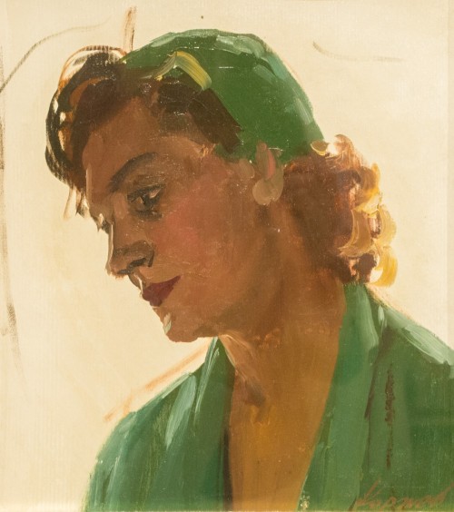 Коржев Гелий Михайлович. 1925-2012 Женский портрет. 1949 Картон, масло