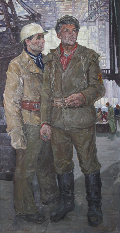 Куделькин В.И. 1911-1995 Групповой портрет монтажников строителей КамАЗа. 1975 Холст, масло
