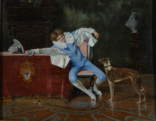 Неизвестный художник. Мужчина в голубом (Юноша с собакой) 19 в. 