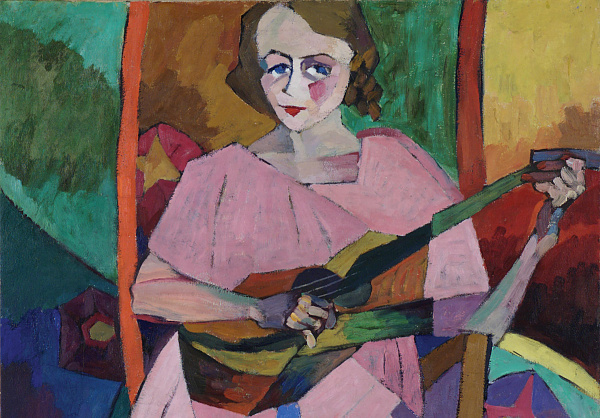 А.В. Лентулов. Женщина с гитарой. Портрет. 1913